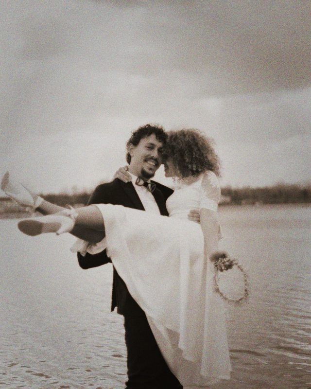 A wedding photo in the Last Light film look